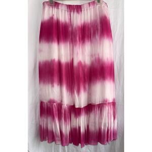 Charina Sarte Maxi Skirt Pink Hombre Tie Dye Sz L Bohemian Cottagecore Prairie